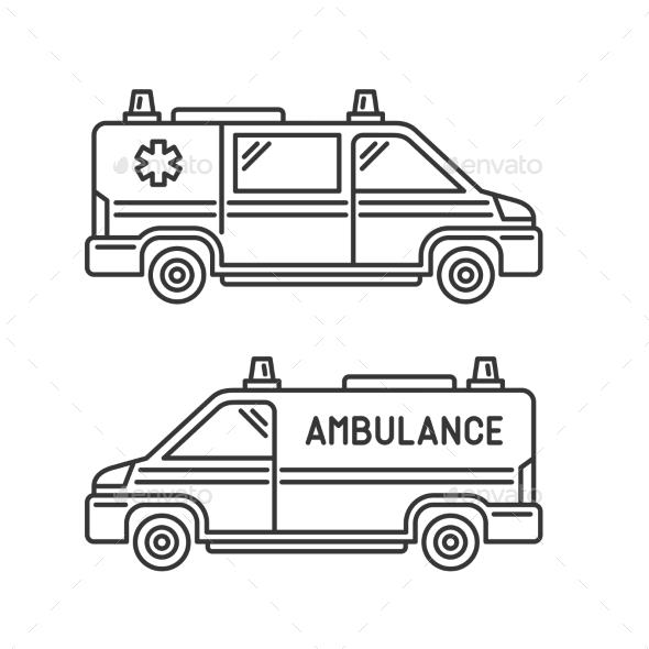 Ambulance Emergency Car Set on White Background
