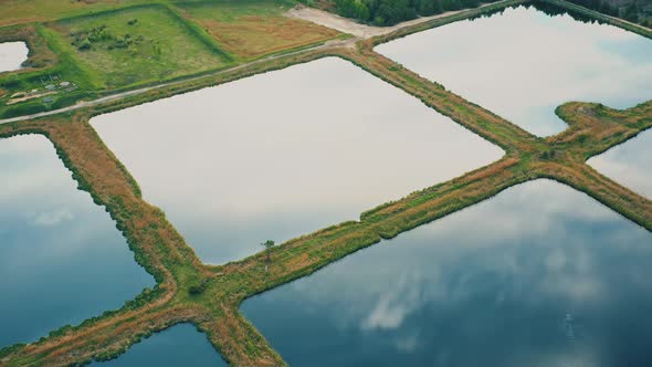 Aerial View Retention Basins Wet Pond Wet Detention Basin Or Stormwater Management Pond Is An