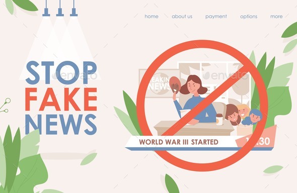 Stop Fake News in Tv and Internet Vector Flat