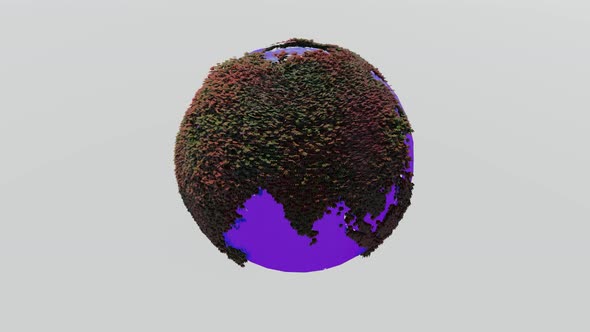 The earth rotates with the purple sea