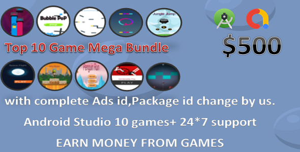 10 Games Mega Bundle(Android Studio+Free Ads +Package Id Change+Complete Support) Covide-19 Offer.