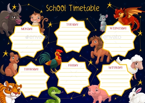 School Timetable Template of Education Schedule