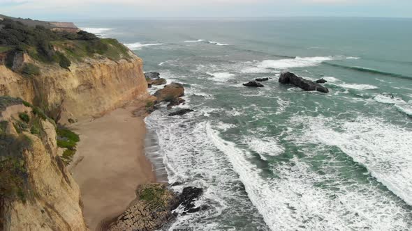 Aerial of Ocean Cliffs on Northern Californian Coast