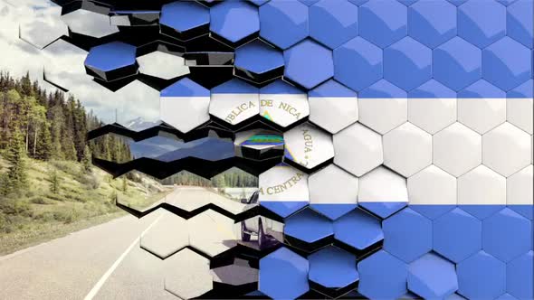 Nicaragua Flag Hexagon Transition - 4K Resolution alt