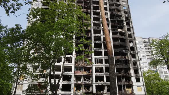 War in Ukraine  Burnt and Destroyed House in Kyiv