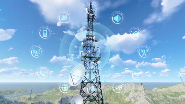 5g Base Station Communication And Internet Of Things Concept