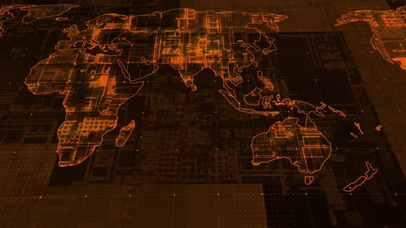 Technology Background World Map Animation