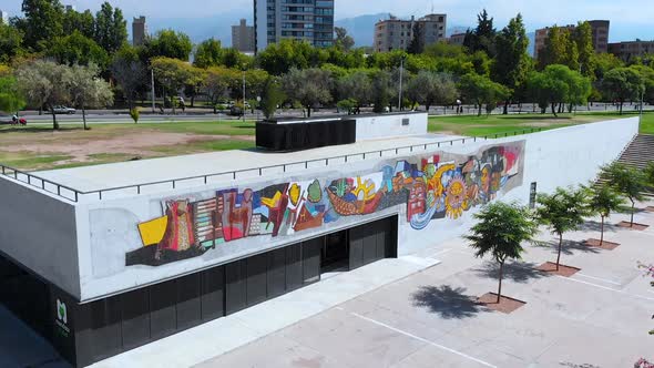 Graffiti Central park (Mendoza, Argentina) aerial view, drone footage