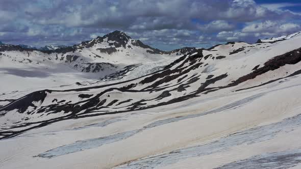 Aerial View of Snow Caucasus Mountains