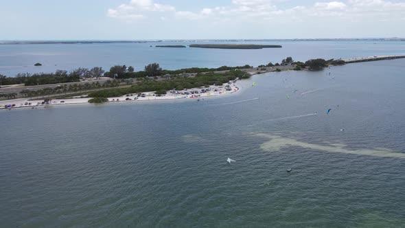 Kiteboarding the weekend away on the Sunshine Skyway causeway leading to St. Peterburg and Tampa, Fl