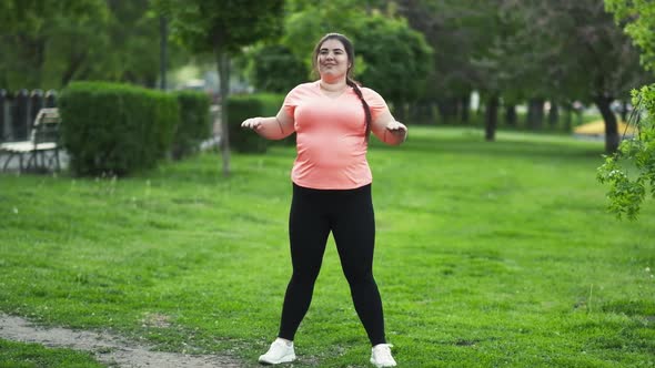 Obesity Workout Overweight Woman Exercising Park