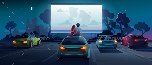 Drive Cinema or Car Movie Theater and Auto Theatre