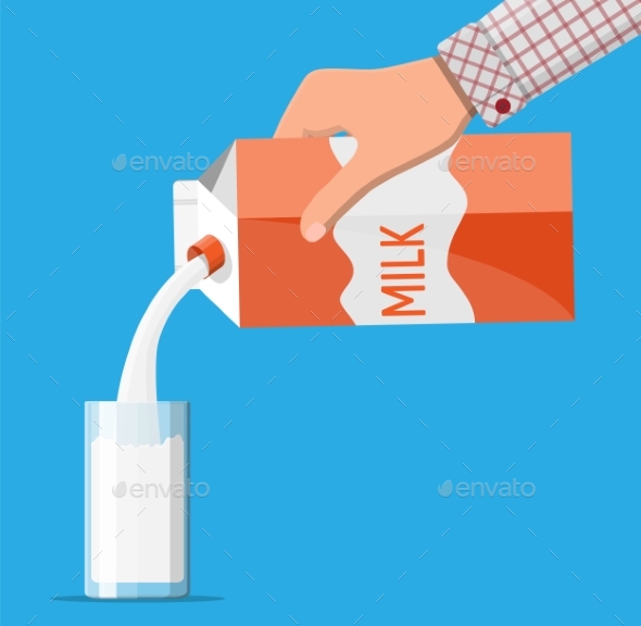 Paper Packet with Milk and Glass Isolated