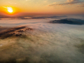 Drone View on Sunrise Above Polish Countryside in Mountains - PhotoDune Item for Sale