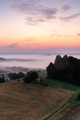 Countryside and Meadows in Morning Fog and Mist at Beautiful Sunrise - PhotoDune Item for Sale