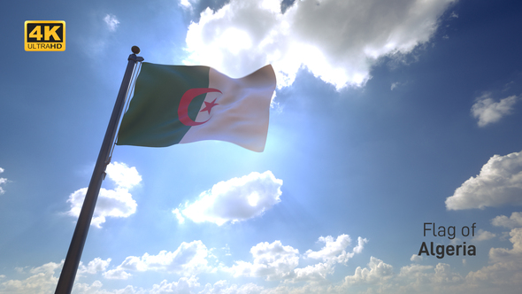 Algeria Flag on a Flagpole V4 - 4K