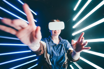 ing fun. Wearable virtual augmented reality digital innovation technology concept