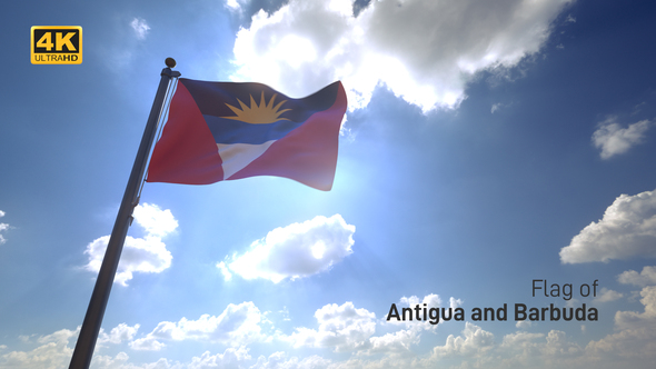 Antigua and Barbuda Flag on a Flagpole V4 - 4K