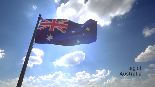 Australia Flag on a Flagpole V4