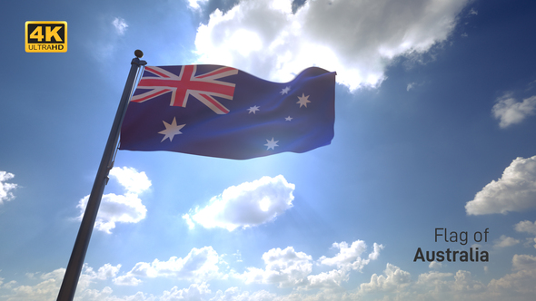 Australia Flag on a Flagpole V4 - 4K