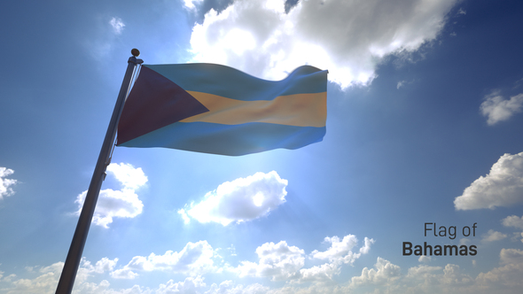 Bahamas Flag on a Flagpole V4