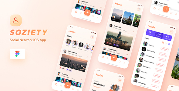 Soziety - Social Network iOS App Design Figma Template