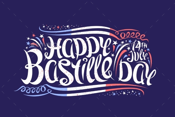 Vector Greeting Card for Bastille Day