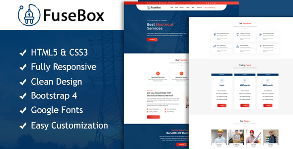 Fusebox Responsive HTML5 Electrical Template