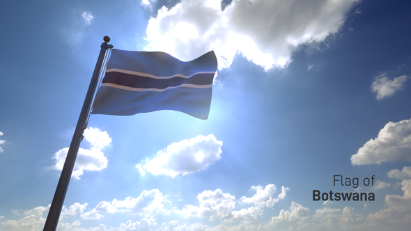 Botswana Flag on a Flagpole V4