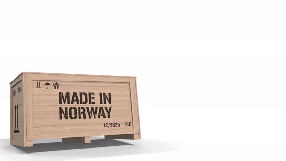 Wooden Crate with Printed MADE IN NORWAY Text alt