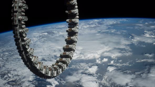 Futuristic Space Station on Earth Orbit alt