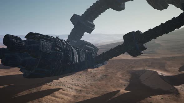Old Rusted Alien Spaceship in Desert. Ufo alt