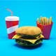 Realistic Hamburger with french fries and drink - 3DOcean Item for Sale