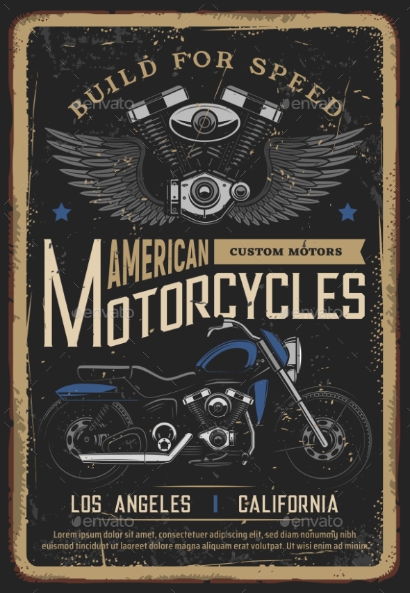 Motorcycle Poster Vintage, Biker Moto Chopper Bike