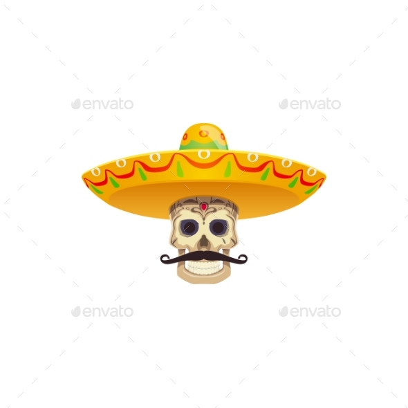 Moustache and Sombrero Hat Mexican Fiesta Objects