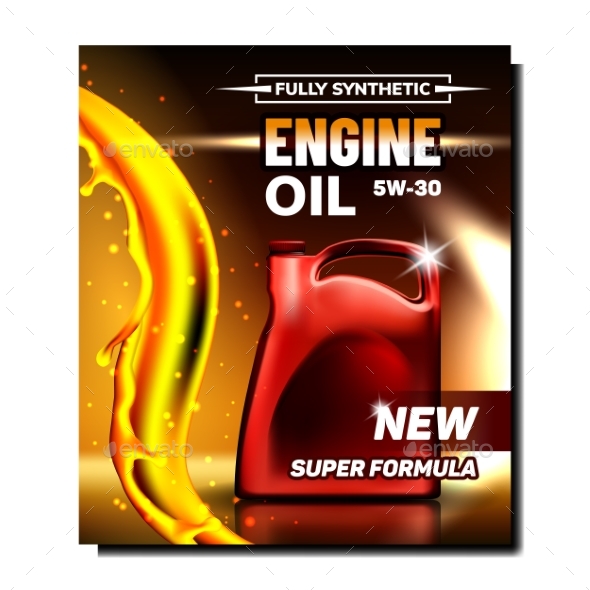Car Engine Lubrication Oil Promo Poster Vector