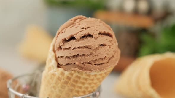 Delicious coffee ice cream for dessert