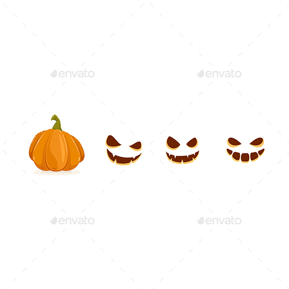 Halloween Pumpkin and Smiles on White
