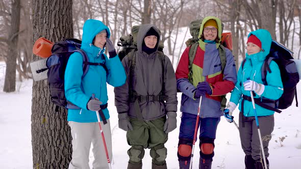 Group of Talking Happy Hikers 