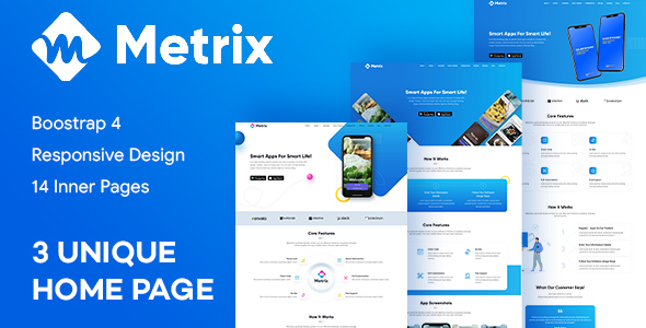 Metrix - App Landing Page Html Template