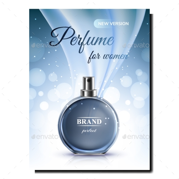 Perfume For Woman Luxury Odor Promo Banner Vector