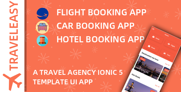 TravelEasy - A Travel Agency Theme UI App By Ionic 5 (Car, Hotel, Flight Booking)
