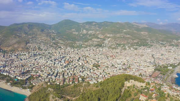 View of Mountain and Alanya Castle of Alanya City Turkey