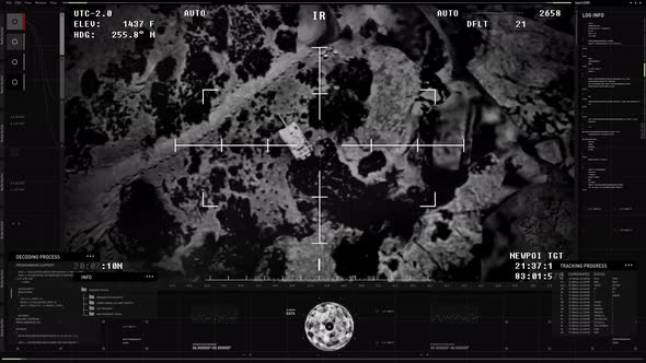 Futuristic weapon hud is destroying a terrorists tank by launching a missile alt