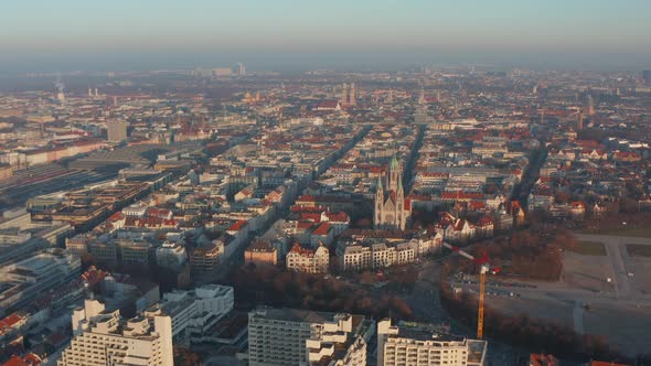 Aerial View of Munich Urban City Center
