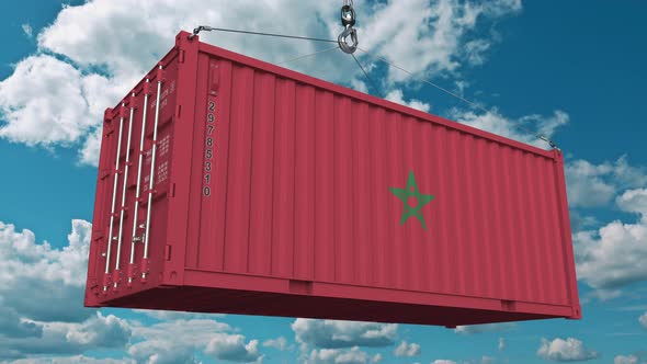 Loading Container with Flag of Morocco alt