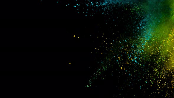 Super Slow Motion Shot of Color Powder Explosion Isolated on Black Background at 1000Fps