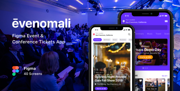 Evenomali - Figma Event & Conference Tickets App