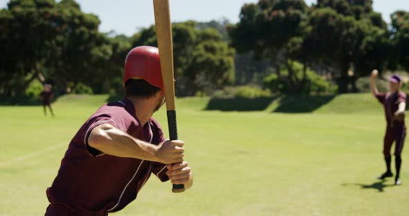 Batter hitting ball during practice session