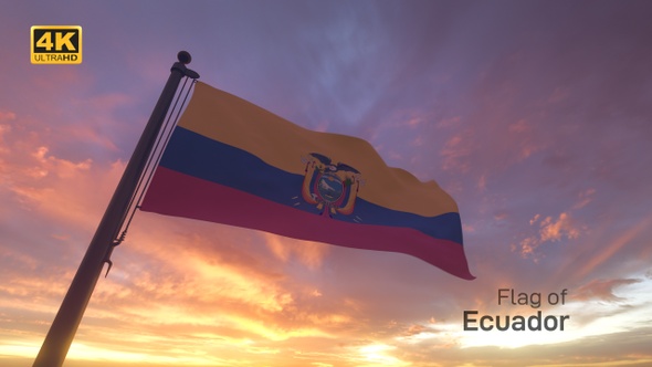 Ecuador Flag on a Flagpole V3 - 4K